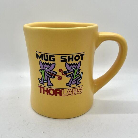 ThorLabs Mug Shot Coffee Cup Ceramic Limited Edition Aztec Dogs Yellow USA - Picture 1 of 6